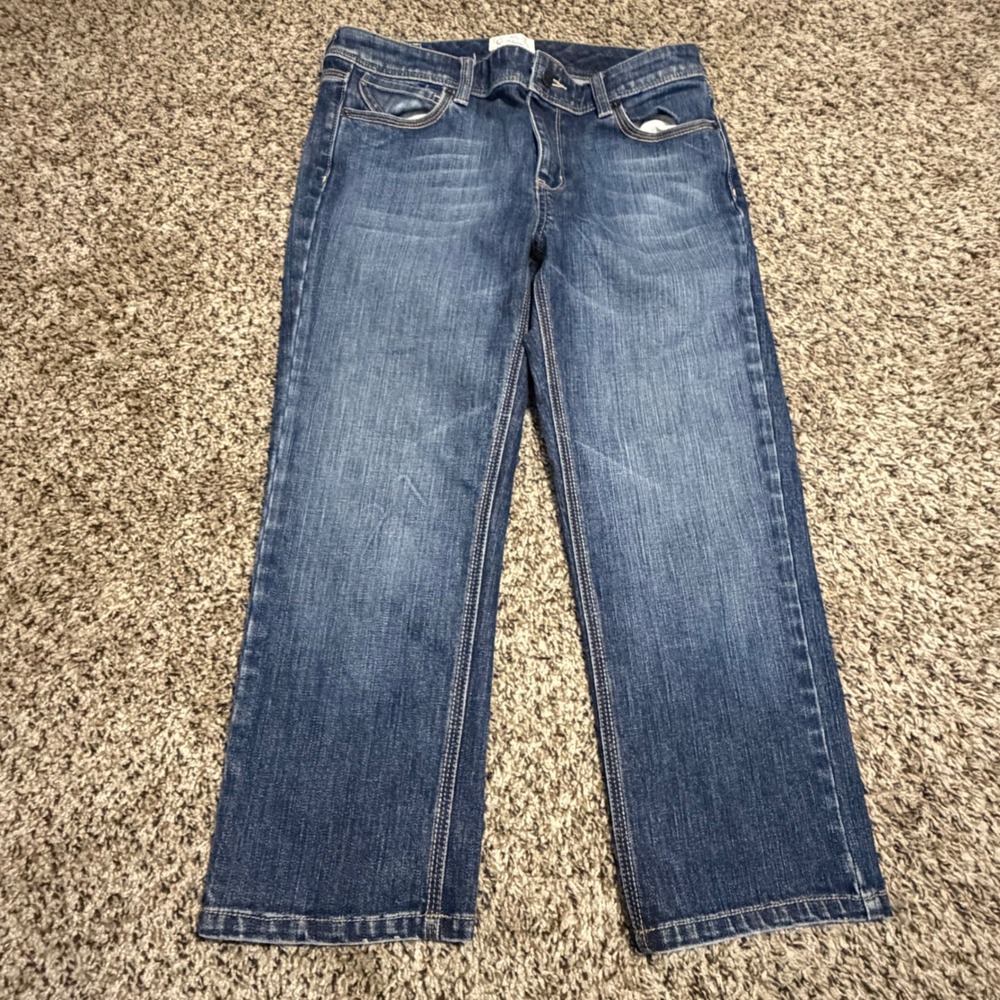 White House Black Market Blanc Women 4 Blue Straight Leg Cropped Jeans Wash